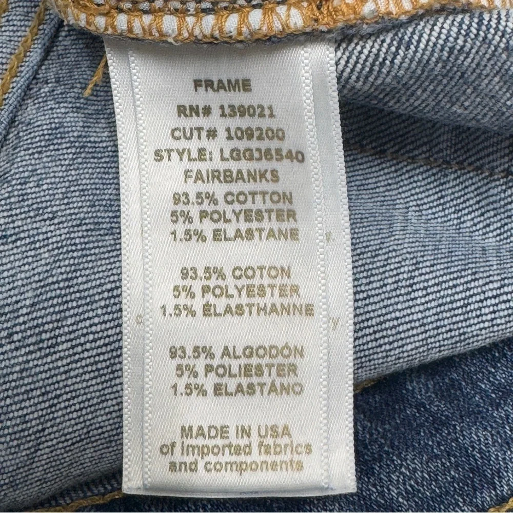 {Frame} "Le Grand Garcon in Fairbanks" Straight Leg Distressed Stretch Jeans - Picture 6 of 7